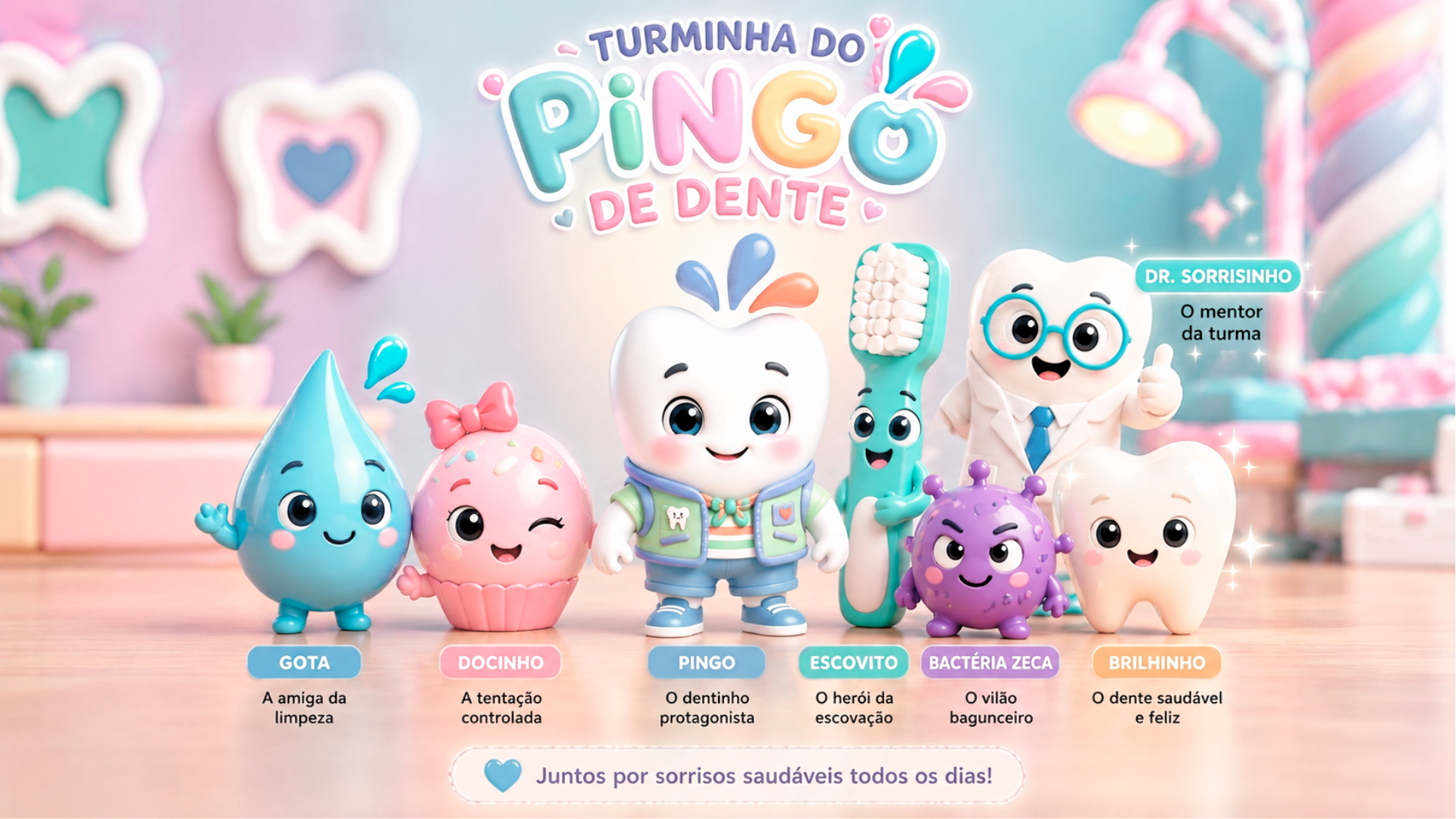 Toda a Turminha do Pingo de Dente reunida